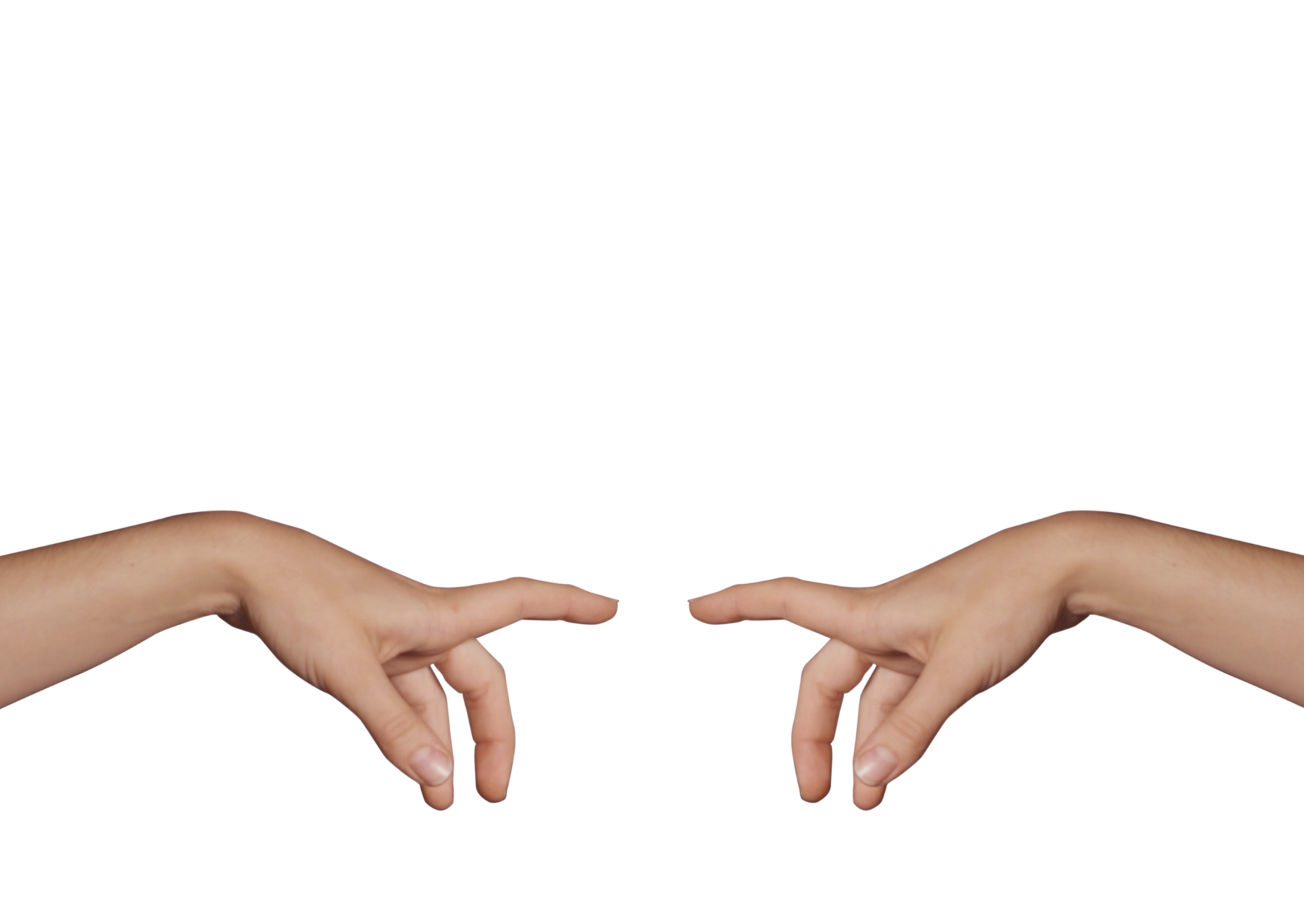 left and right hands of a white woman pointing in a sprezzatura gesture