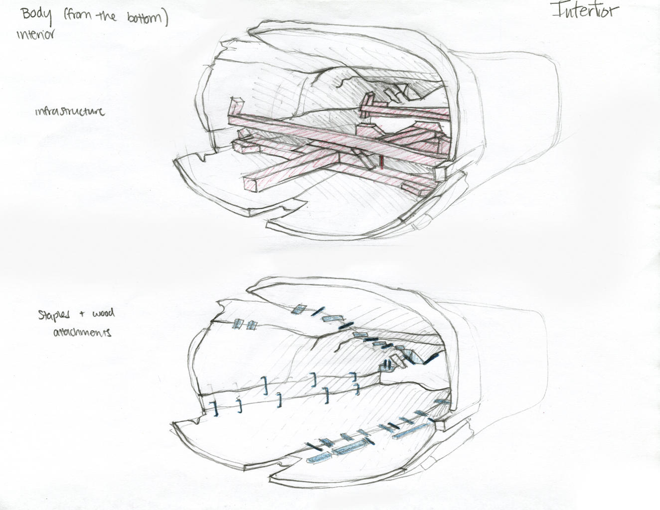 Drawing of Buddha, body interior 